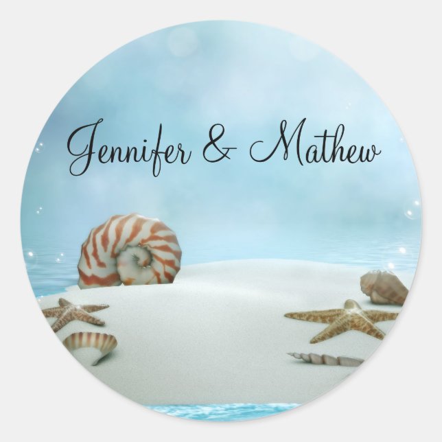 Fantasy Beach Wedding Envelope Sticker (Front)