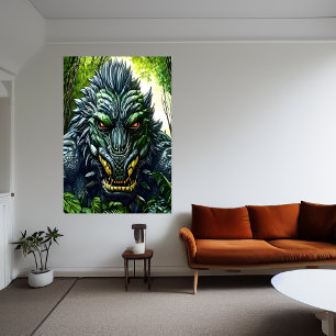 Fantasy beat in the forest   AI Art Poster