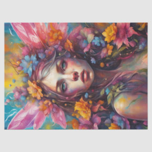 Fantasy Beautiful Colourful Flower Fairy Decoupage Tissue Paper