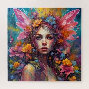 Fantasy Beautiful Colourful Flower Fairy Jigsaw Puzzle