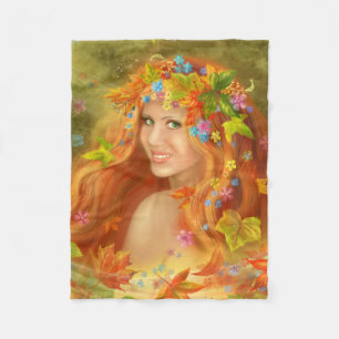Fantasy Beautiful fairy woman autumn Fleece Blanket