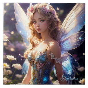 Fantasy Beautiful Flower Fairy Ceramic Tile