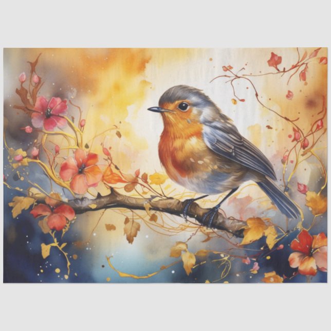 Fantasy Beautiful Robin Tissue Paper (Front)