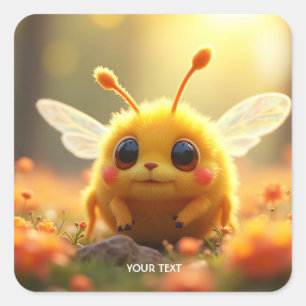 Fantasy Bee Bug Sun Square Sticker