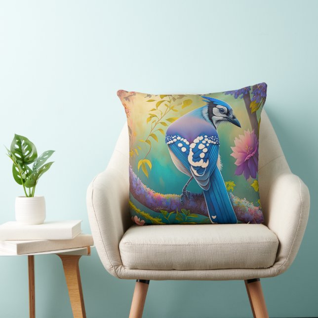 Fantasy Birds Blue Jay Cushion (Chair)