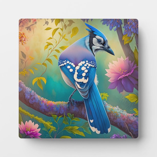 Fantasy Birds Blue Jay Plaque (Front)