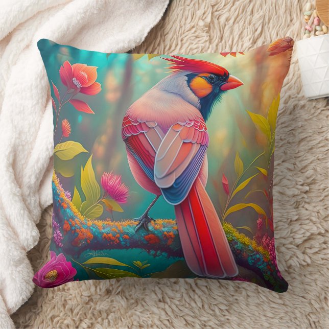 Fantasy Birds Male Cardinal Cushion (Blanket)