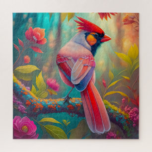 Fantasy Birds Male Cardinal Jigsaw Puzzle