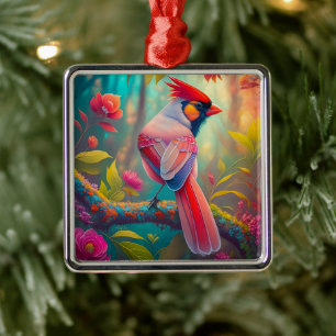 Fantasy Birds Male Cardinal Metal Ornament