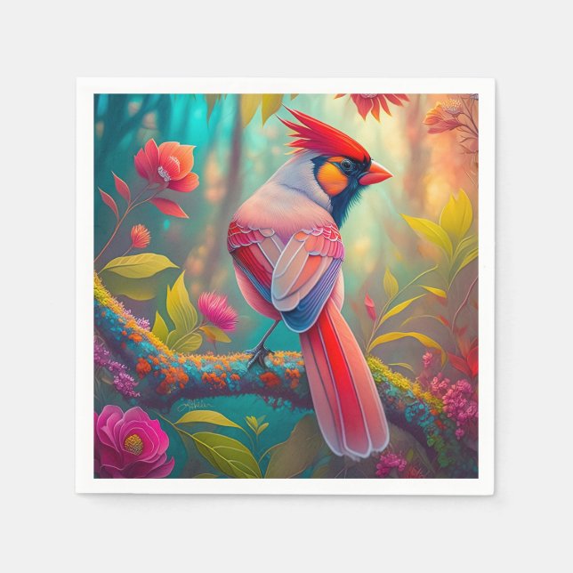 Fantasy Birds Male Cardinal Napkin (Front)