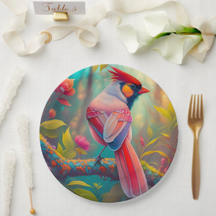Fantasy Birds Male Cardinal Paper Plate