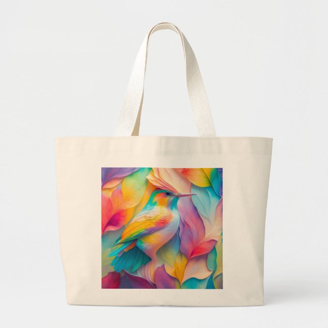 Fantasy Birds Silk Bird Large Tote Bag (Front)