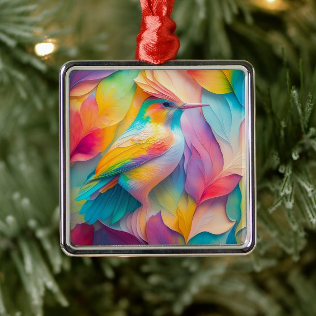 Fantasy Birds Silk Bird Metal Ornament (Tree)