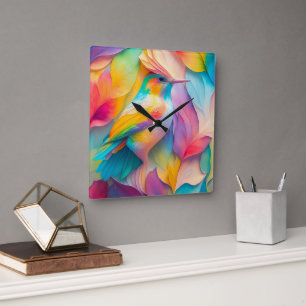 Fantasy Birds Silk Bird Square Wall Clock