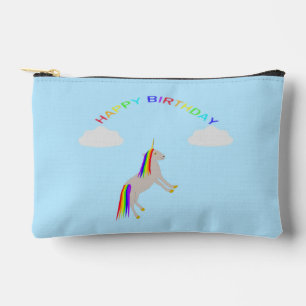 Fantasy Birthday Unicorn Rainbow and Clouds Accessory Pouch