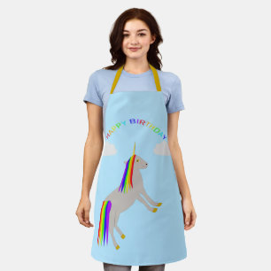 Fantasy Birthday Unicorn Rainbow and Clouds Apron