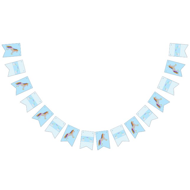 Fantasy Birthday Unicorn Rainbow and Clouds Bunting (All)