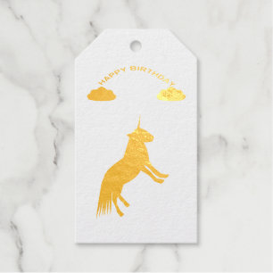 Fantasy Birthday Unicorn Rainbow and Clouds Custom Gift Tags