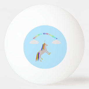 Fantasy Birthday Unicorn Rainbow and Clouds Ping Pong Ball