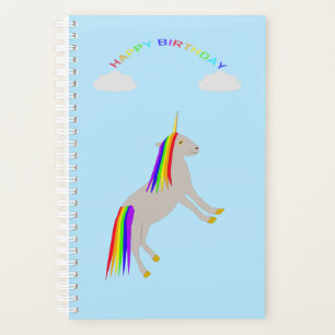 Fantasy Birthday Unicorn Rainbow and Clouds Planner