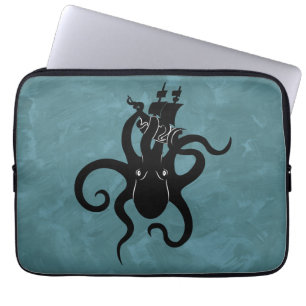Fantasy Black and Blue Kraken from the Deep Sea Laptop Sleeve