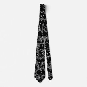 Fantasy black and white monster pattern tie