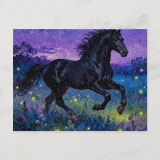 Fantasy Black Horse Postcard