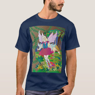 Fantasy blonde fairy in forest with a grazing unic T-Shirt