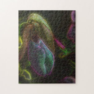 Fantasy Blue Abstract Lady Slipper Flower Art Jigsaw Puzzle