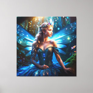 Fantasy Blue Dragonfly Fairy Princess Canvas Print