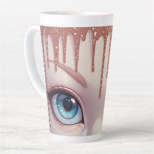 Fantasy Blue Eyes With Dripping Latte Mug