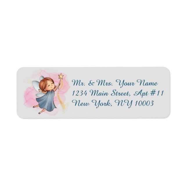 Fantasy Blue Fairy Light Grey Address Labels (Front)