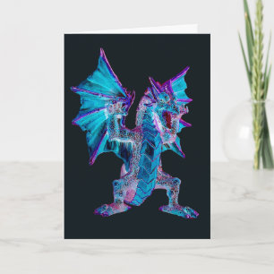 Fantasy Blue Fire Dragon Greeting Card
