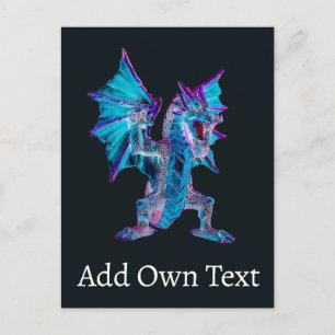 Fantasy Blue Fire Dragon Postcard