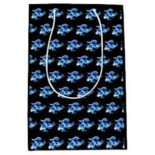 Fantasy Blue Frost Dragon Black Medium Gift Bag
