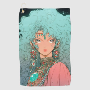 Fantasy Bohemian Aesthetic Anime Girl Golf Towel