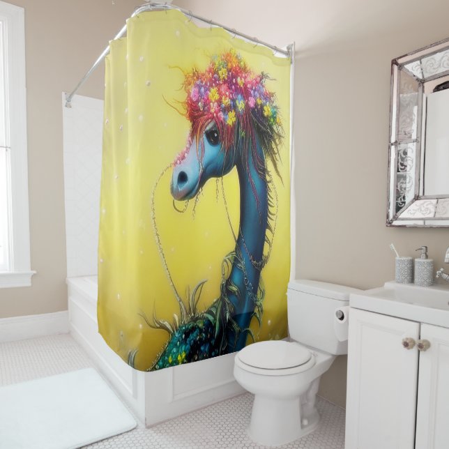 Fantasy bohemian dragon shower curtain (In Situ)