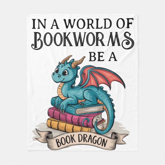 Fantasy Book Dragon Throw Blanket, Fantasy Dragon  Fleece Blanket (Front)