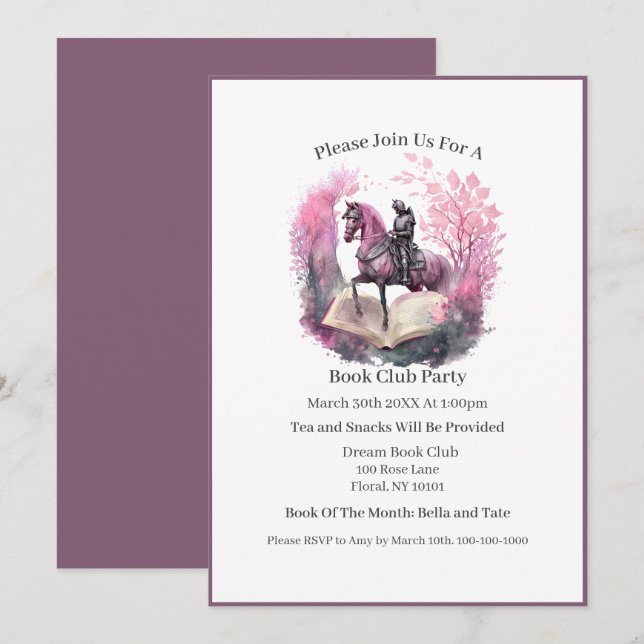 Fantasy Book Lover, Book Club Invitation (Front/Back)