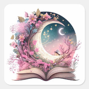 Fantasy Book Lover Design Square Sticker
