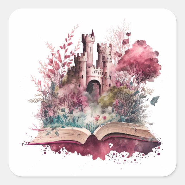 Fantasy Book Lover Design Square Sticker (Front)