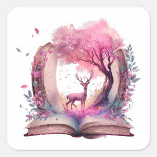 Fantasy Book Lover Design Square Sticker