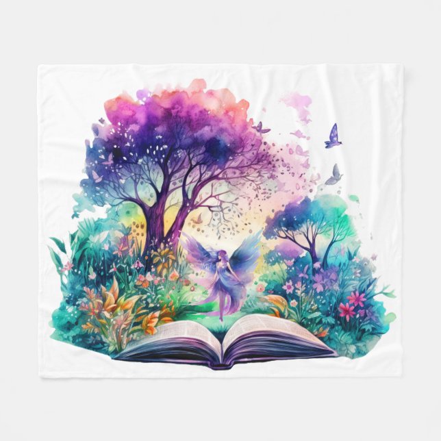 Fantasy Book Lover Fairy Fleece Blanket (Front (Horizontal))