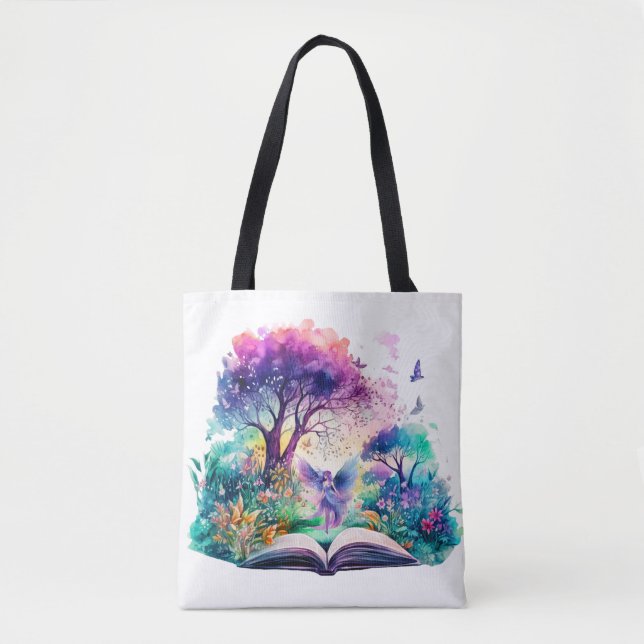 Fantasy Book Lover Fairy Tote Bag (Front)