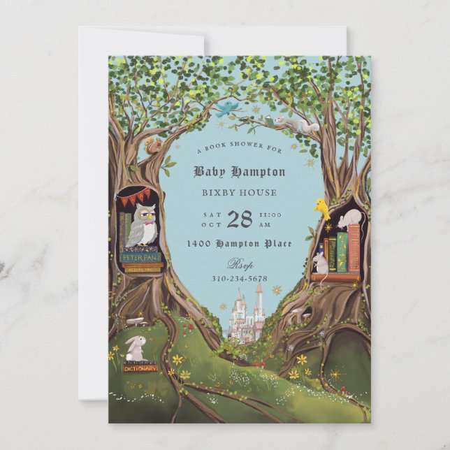 Fantasy Books for Baby Shower Light Blue Invitation (Front)