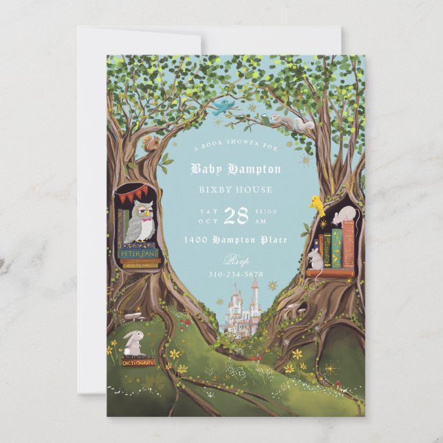 Fantasy Books for Baby Shower Light Blue Invitation (Front)