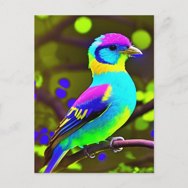 Fantasy Brightly Coloured Bird Postcard (Front)