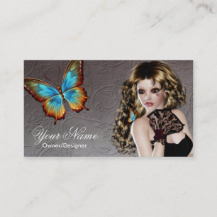 Fantasy Brunette Butterfly Woman Business Card