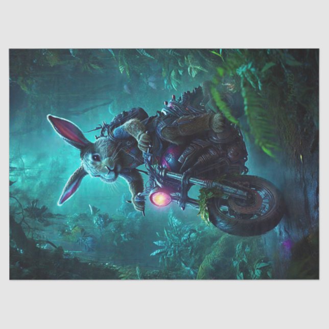 Fantasy Bunny Rabbit In Motorcycle Tissue Paper (Front)