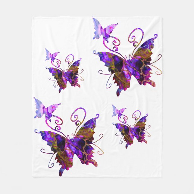 Fantasy Butterflies Fleece Blanket (Front)